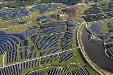 Üst görünüm Güneş paneli, fotovoltaik, alternatif elektrik kaynağı