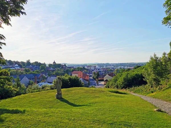 Uitzicht Vanaf Het Kasteel Naar Stad Malenovice Regio Zlin Met — Stockfoto