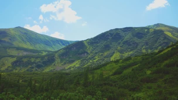 Путешественник Ходит Горной Дороге Наслаждается Прекрасным Видом Величественные Горы Высококачественные — стоковое видео