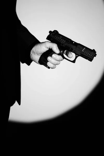 Detective Male Spy Holding Pistol Gun Crime Thriller Book Cover — Stock Photo, Image