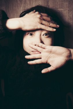 Çinli Asyalı kadın sanat portresi.