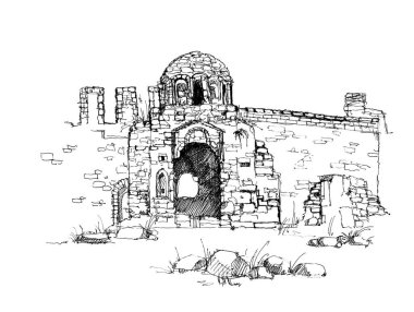 Alanya Ansient Kulesi 'nin çizimi