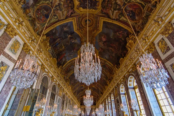 Spiegelzaal Paleis Van Versailles Parijs Frankrijk Stockfoto