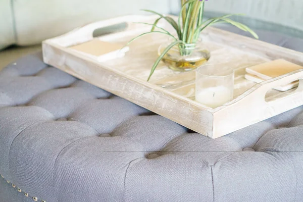 Farmhouse Style Coffee Table Serving Tray — Stock Photo, Image