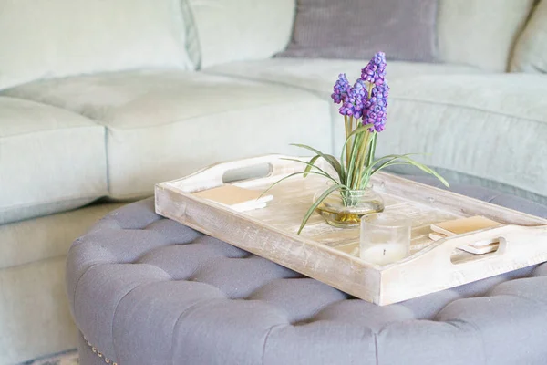 Farmhouse Style Coffee Table Serving Tray — Stock Photo, Image