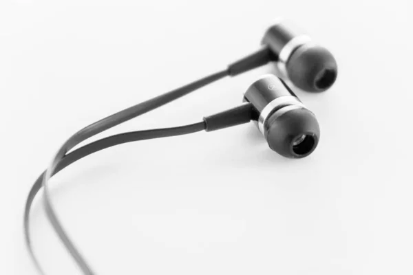 Classic Black Ear Bud Headphones — Stock Photo, Image