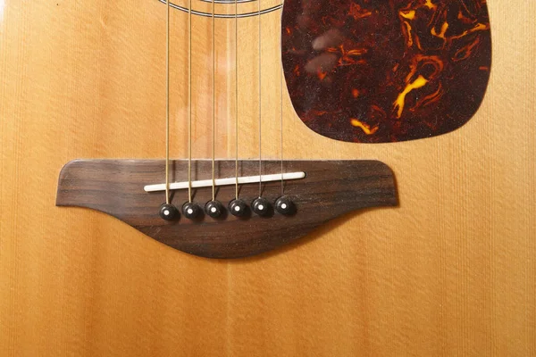 Close Ponte Guitarra Acústica — Fotografia de Stock