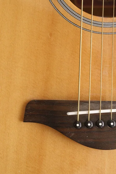Close Acoustic Guitar Bridge — Stock Photo, Image