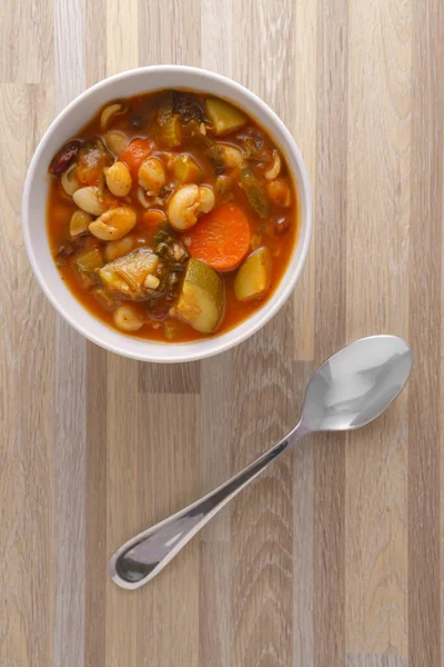 Bowl Chunky Minestrone Soup — Stock Photo, Image