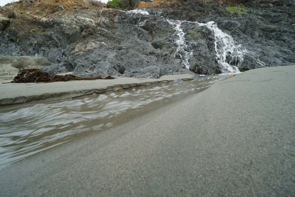 Natural Waterfall Cliffs Sand Beach — Stock Photo, Image