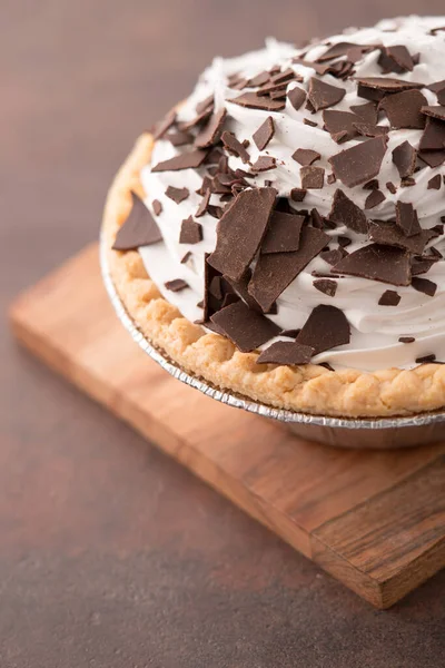 Csokoládé Krém Pite Csokoládé Forgács — Stock Fotó