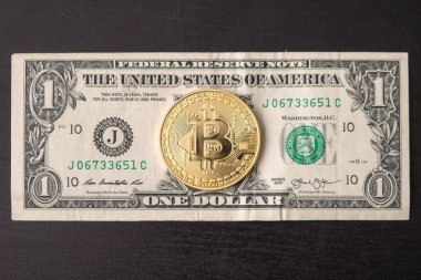 Amerikan doları üzerinden altın bitcoin kripto para.