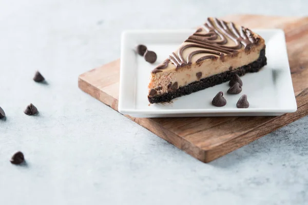 stock image Chocolate peanut butter swirl cheesecake dessert