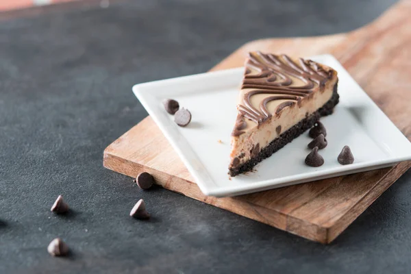 Chocolate Peanut Butter Swirl Cheesecake Dessert — Stock Photo, Image