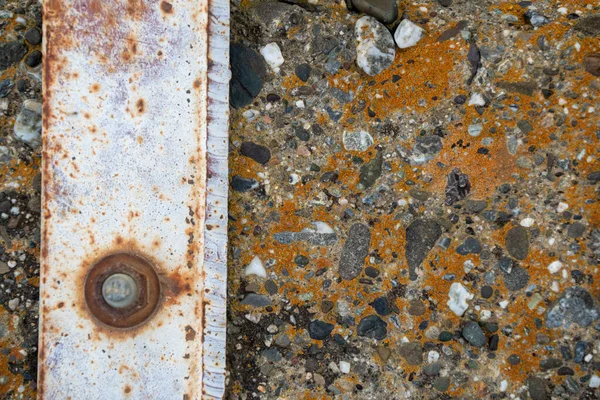 Старі Старі Бетонні Цементні Сталі Іржею Болтом — стокове фото