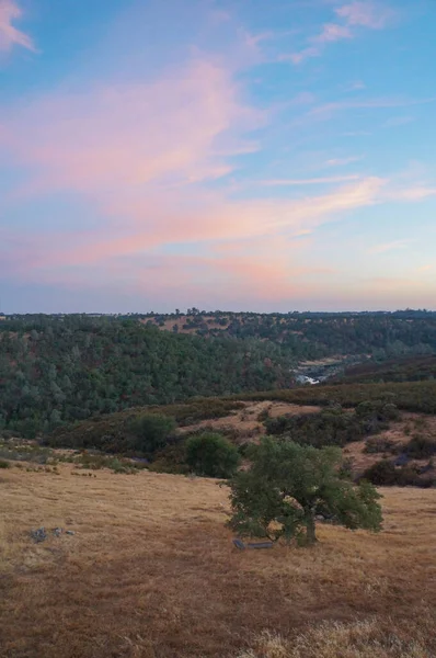 Zonsondergang Boven Californië Uitlopers Eiken — Stockfoto