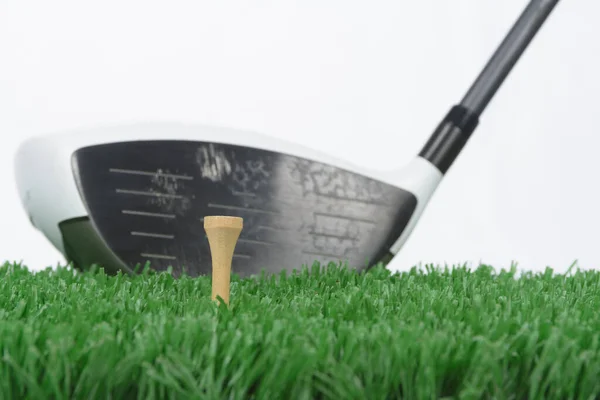Golf Tee Kierowca Trawie Bez Piłki Golfowej — Zdjęcie stockowe