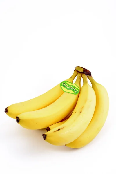 Banan Organiczny Zieloną Nalepką — Zdjęcie stockowe