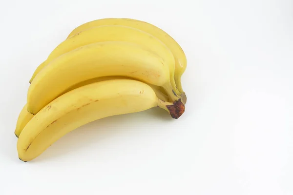 Banda Żółtych Bananów Białym Tłem — Zdjęcie stockowe