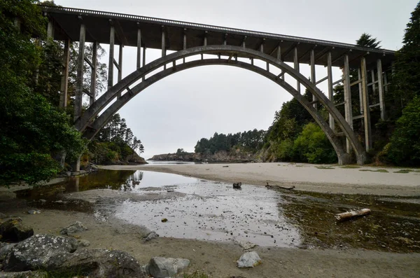 Russo Ravina Califórnia Estrada Uma Ponte Sobre Praia Imagem De Stock