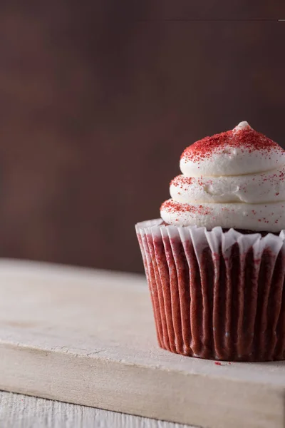 Top Mármore Veludo Vermelho Cupcake — Fotografia de Stock