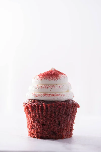 Mesa Mármore Veludo Vermelho Cupcake — Fotografia de Stock