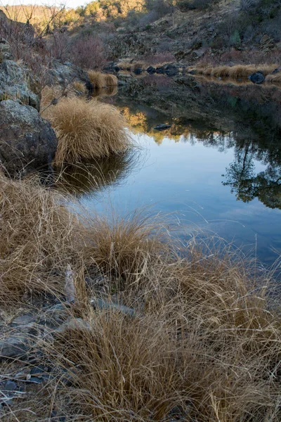 Cosumnes River Mountain Stream River Dry Brown Grass Rocks — Stock Photo, Image