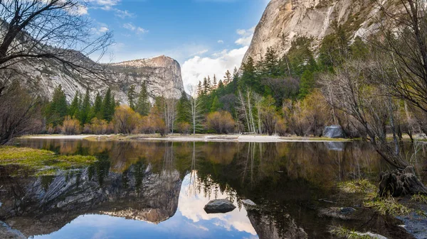 stock image The mirror reflection of Mirror lake in yosemite national park.