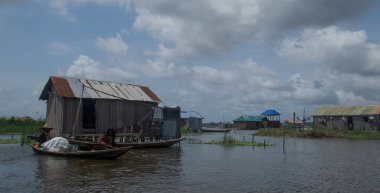 Ganvie, Benin - 26 Ekim 2023 - Ganvie 'nin güzel manzarası