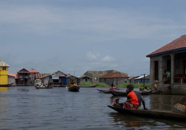 Ganvie, Benin - 26 Ekim 2023 - Ganvie 'nin güzel manzarası