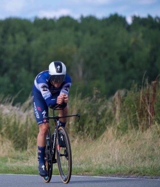 Genly, Belçika - 25 Temmuz 2023: Tour de Wallonie, sahne 4, duruşma zamanı, Florian Snchal