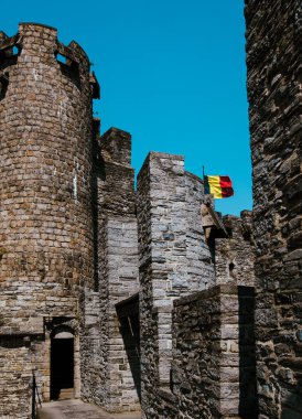 Gravensteen 'in güzel manzarası, Ghent.