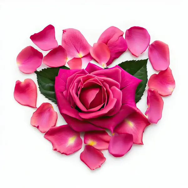 Rotes Herz Und Rosa Blumen — Stockfoto