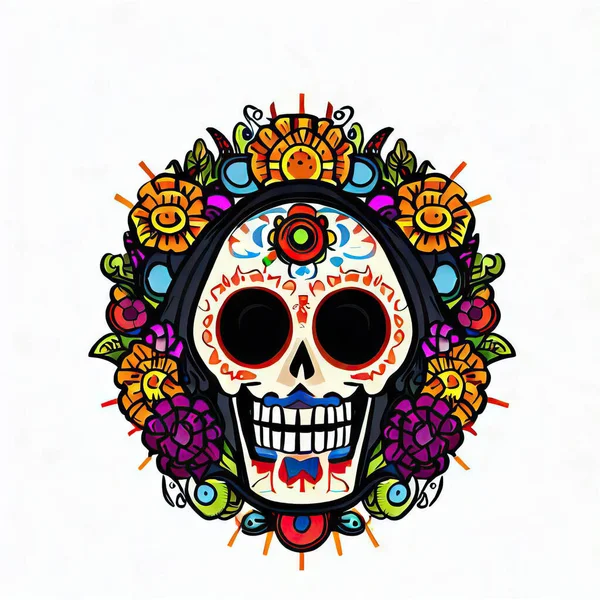 Mexican Skull Mexican Hat Mexican Day Dead Dead Skull Floral — Stock Photo, Image