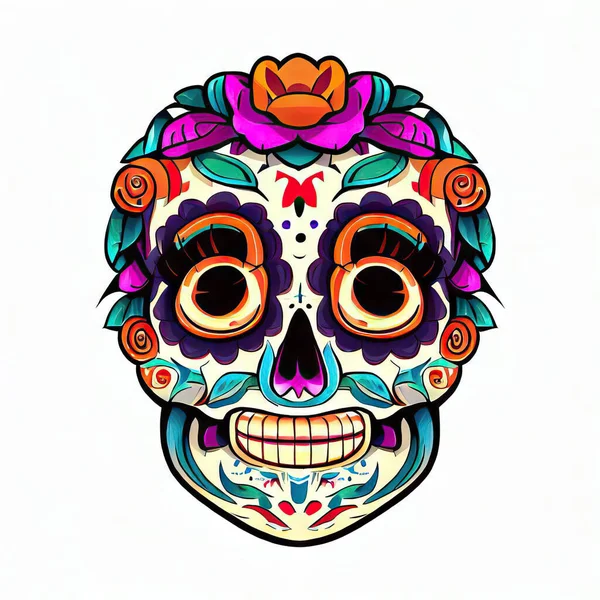 Crânio Mexicano Com Uma Flor — Fotografia de Stock