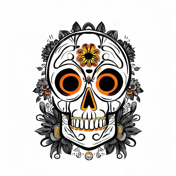 Skull Floral Elements Flowers Vector Illustration — Stock Photo, Image