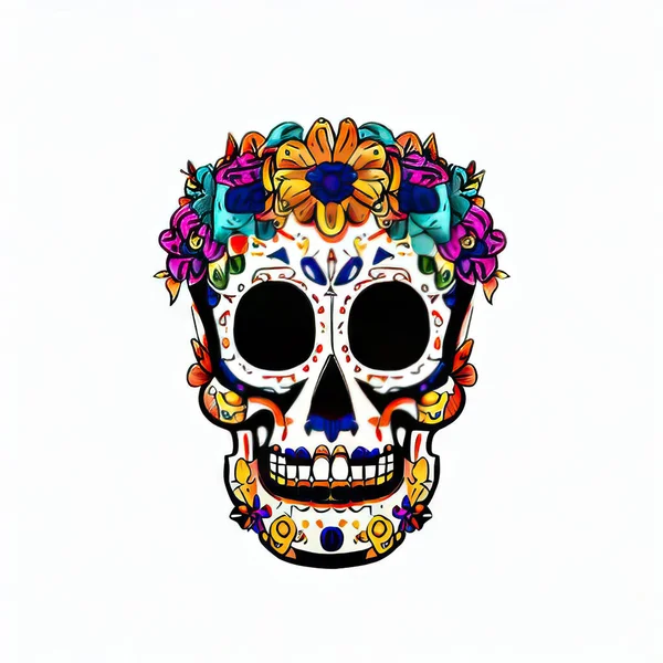 Vector Cráneo Mexicano Flor Muerto Cráneo Mexicano Con Adorno Floral —  Fotos de Stock