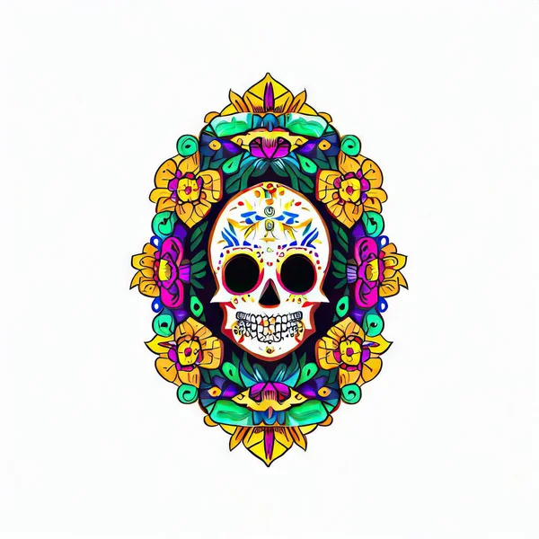 Mexikanischer Totenkopf Mit Ornament — Stockfoto