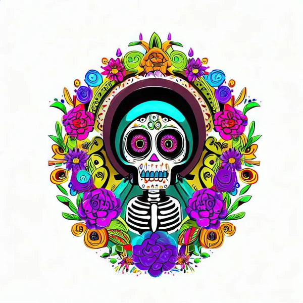 Cráneo Del Cráneo Azúcar Mexicano Ilustración Vectorial — Foto de Stock
