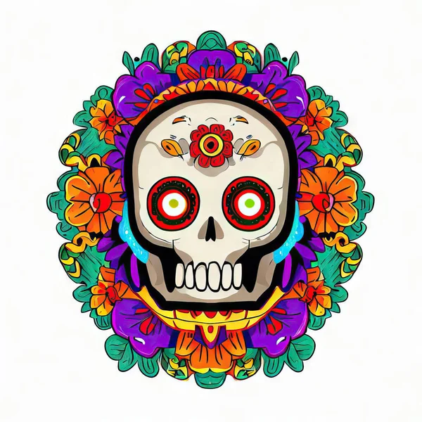 Mexikanischer Totenkopf Vektor Art Illustration — Stockfoto