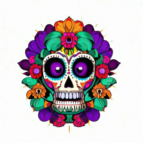 Ilustração Vetorial Crânio Estilo Mexicano — Fotografia de Stock