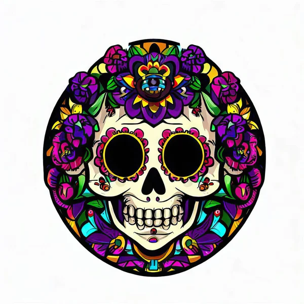 メキシコの頭蓋骨に花 — ストック写真