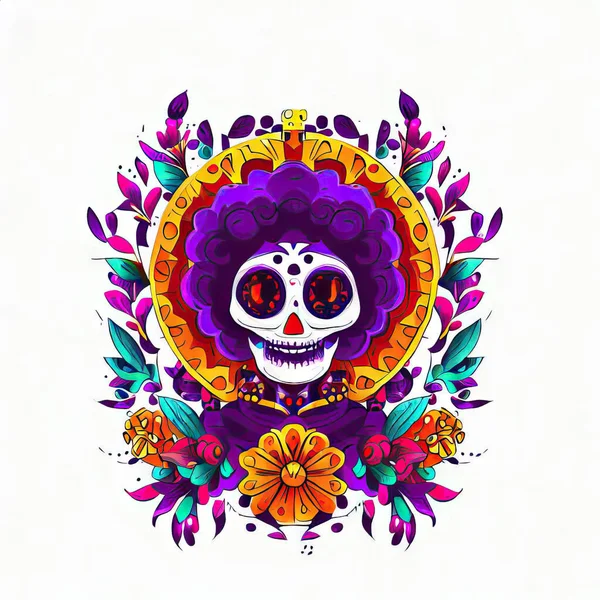 Ilustración Vectorial Feliz Día Mexicano Del Cráneo Muerto —  Fotos de Stock
