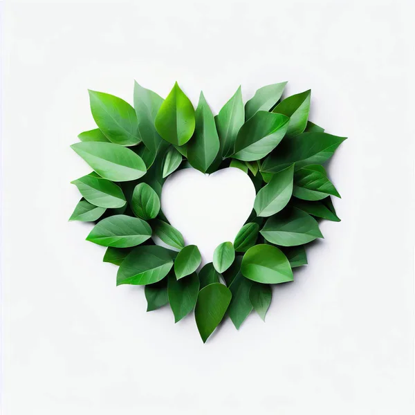 heart shaped green leaves of green eucalyptus tree on white background. flat lay, top view.