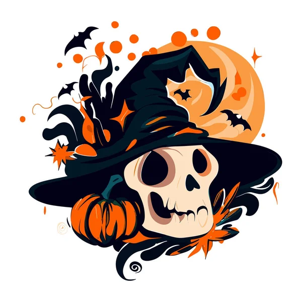 Feliz Chapéu Bruxa Halloween —  Vetores de Stock