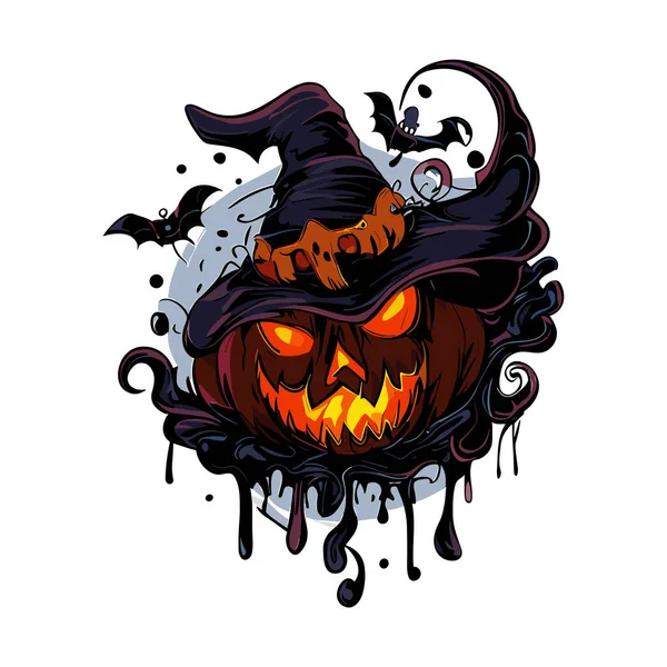 Tête Citrouille Halloween Crâne Avec Des Yeux Effrayants — Image vectorielle