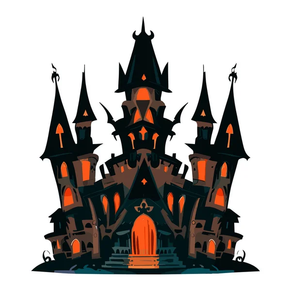 Vektor Illustration Eines Halloween Schlosses Auf Weißem Hintergrund — Stockvektor