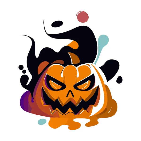 Calabaza Halloween Con Sombrero Bruja Ilustración Vectorial — Vector de stock