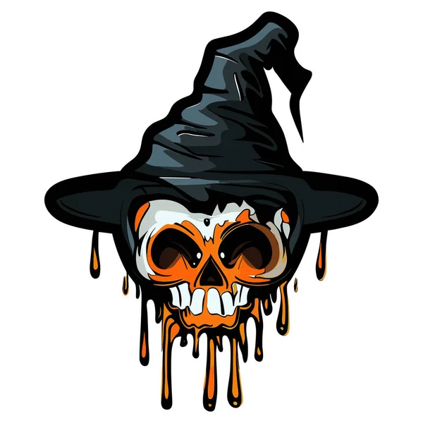 Bruja Halloween Con Sombrero Anteojos Ilustración Vector Aislado — Vector de stock