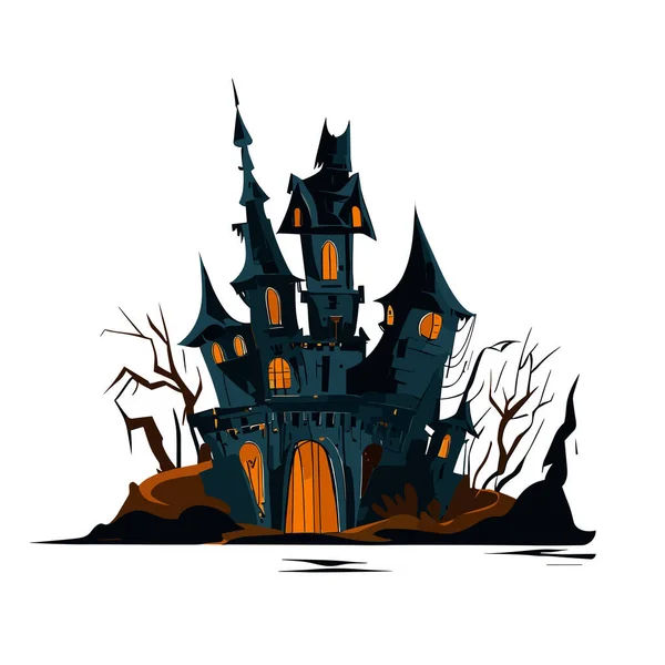 Halloween Haus Mit Gruseligen Kürbissen — Stockvektor